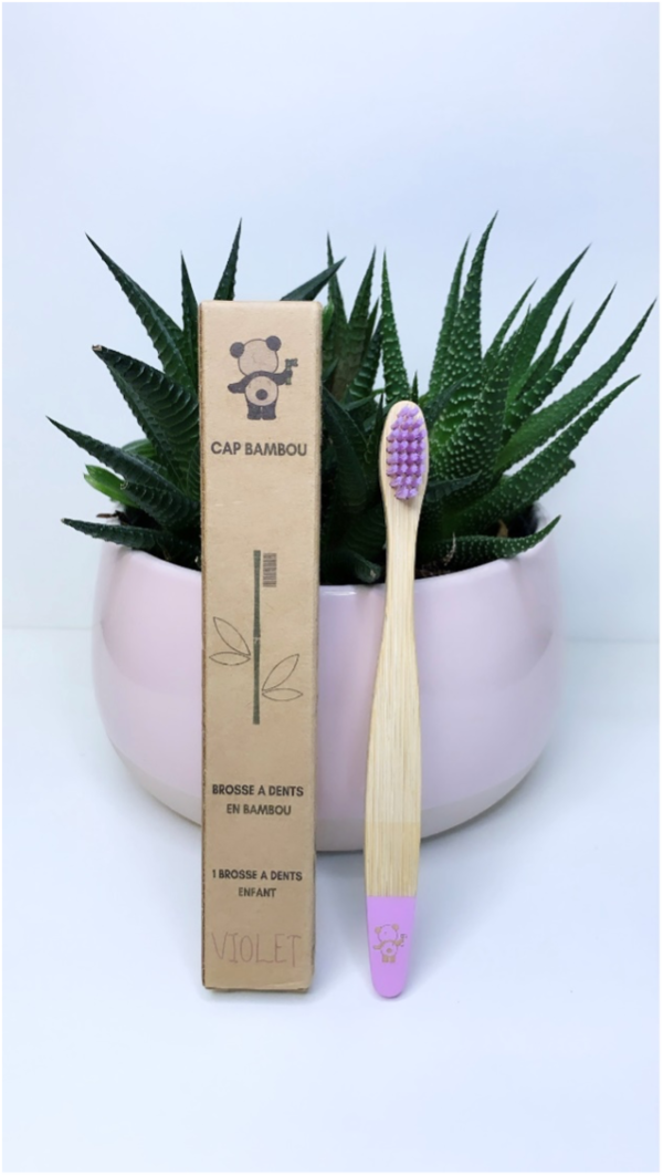 Brosse à dents en Bambou enfant violette